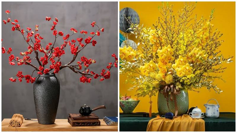 Hoa mai, hoa đào rực rỡ đón xuân về.