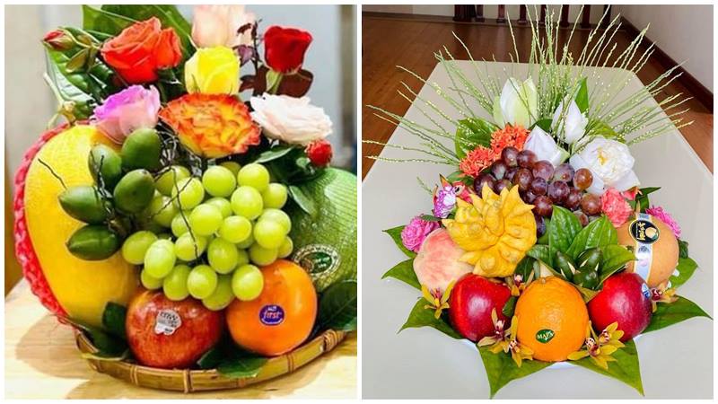 Mâm ngũ quả đẹp mắt, may mắn đến với gia đình.