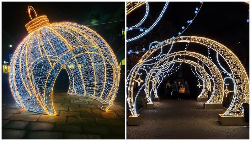 Bóng đèn trang trí thắp sáng cả không gian Tết.