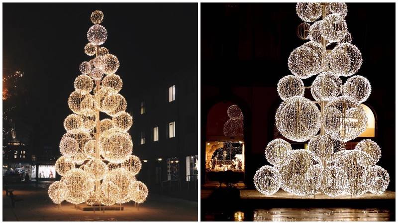 Đèn trang trí rực rỡ, không gian Tết thêm phần vui tươi.