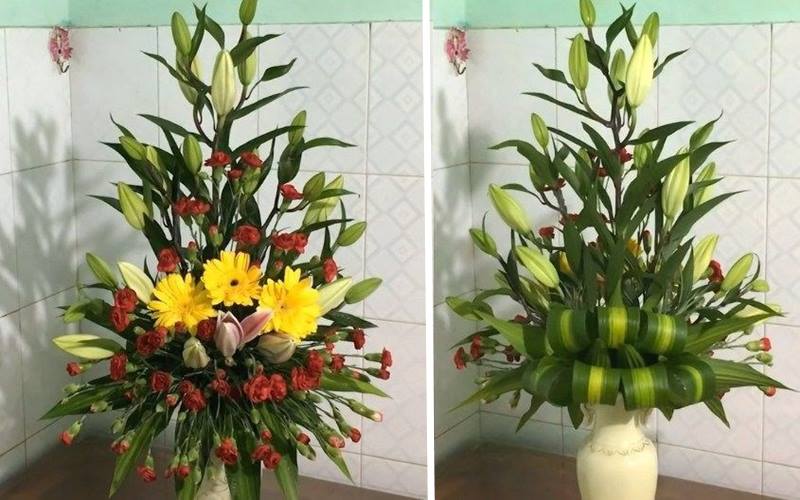 Hoa tươi làm không gian Tết thêm phần rực rỡ, tươi mới.