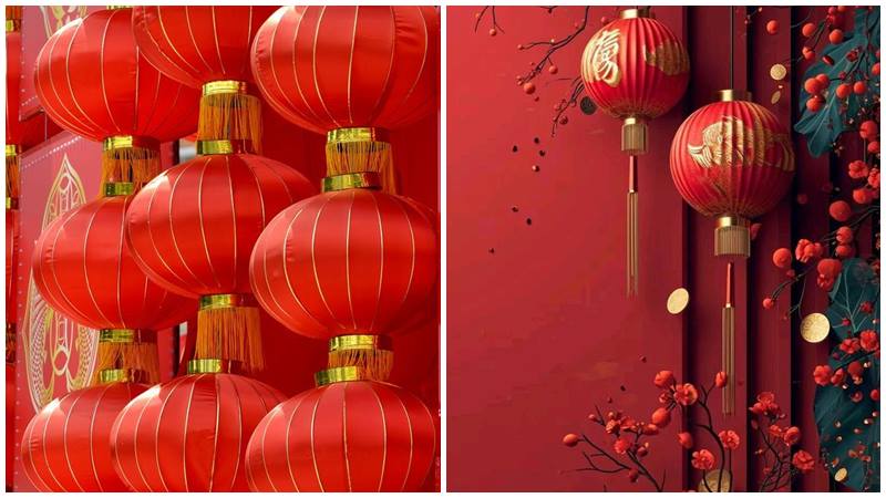 Lồng đèn đỏ rực rỡ mang lại may mắn cho gia đình.