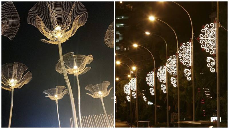 Những ánh đèn lấp lánh tạo không gian Tết lung linh.