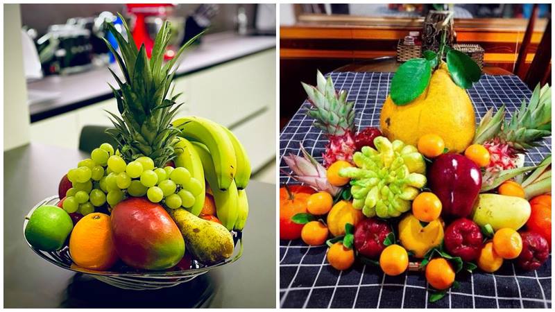 Mâm ngũ quả đầy ắp, cầu mong năm mới phát tài, phát lộc.