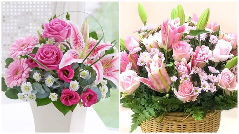 Cắm hoa ly ngày Tết phối với hoa hồng