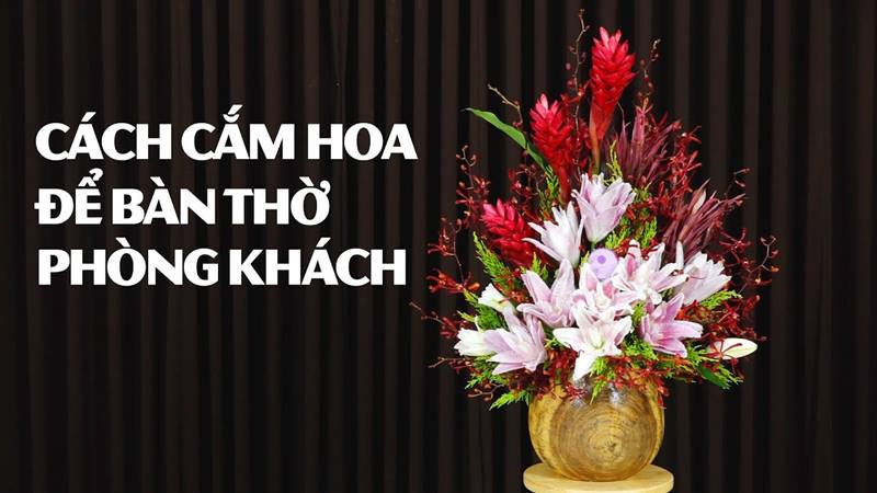 Cách cắm hoa ly ngày Tết sáng tạo với dạng tam giác ngũ sắc