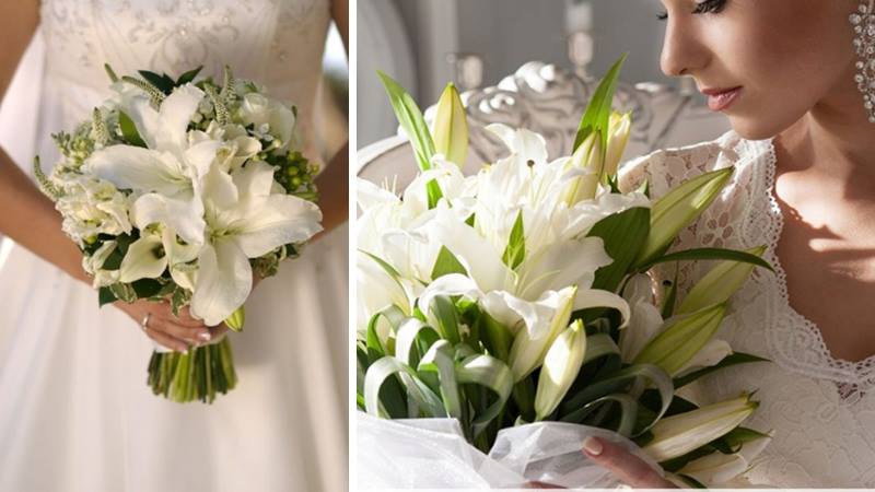 Cách cắm hoa ly kiểu hoa cưới