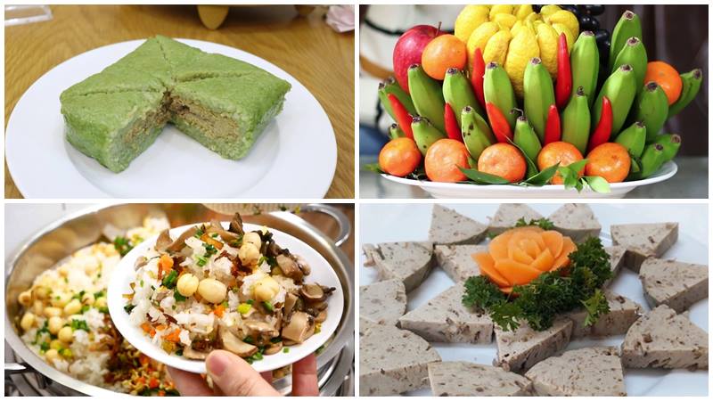 Mâm cúng giao thừa ngoài trời chay