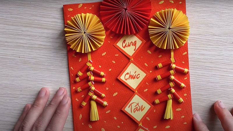 Cách làm thiệp chúc Tết thủ công bằng giấy cuốn