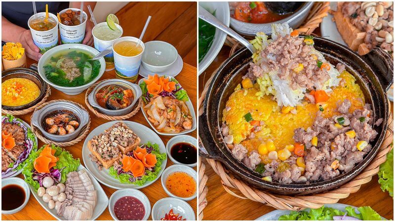 Cơm Niêu Thiên Lý với đa dạng các món ăn kèm