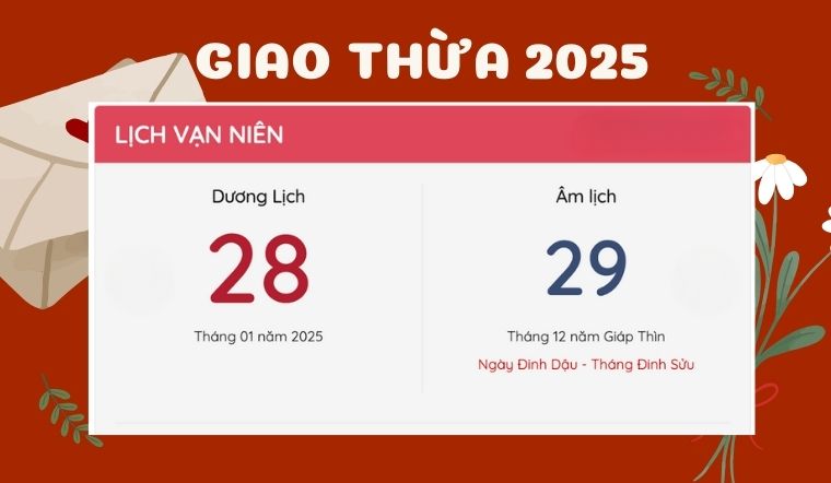 Đêm giao thừa 2025 là ngày bao nhiêu Dương lịch?