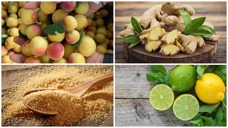 Nguyên liệu làm món mứt mơ ngào đường