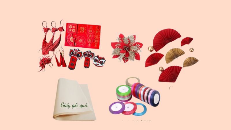 Vật dụng để gói quà Tết không cần giỏ