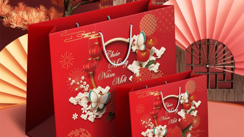 Gói quà Tết không cần giỏ bằng túi quà