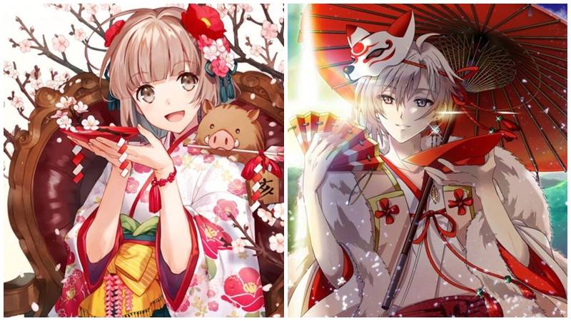 Những bức ảnh anime Tết hiện đại và truyền thống, mang đến không khí xuân rộn ràng