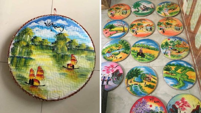 Mẹt trang trí Tết phong cảnh đồng quê