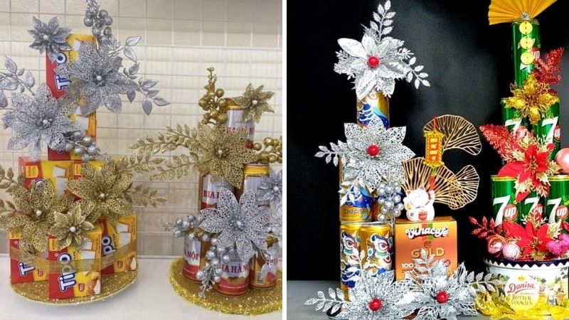 Tháp nước ngọt với phụ kiện màu bạch kim
