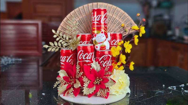 Trang trí tháp nước ngọt 3 tầng tài lộc