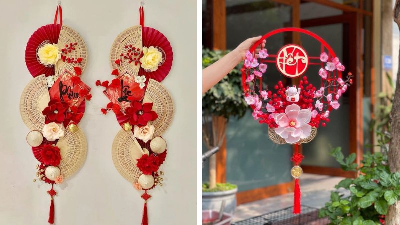 Trang trí cầu thang ngày Tết với vòng hoa Trang trí cầu thang ngày Tết với vòng hoa