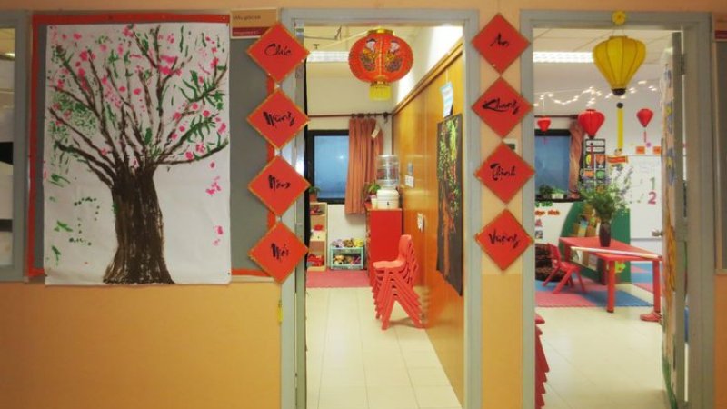 Mẫu decal dán tường, cửa sổ trang trí lớp học ngày Tết