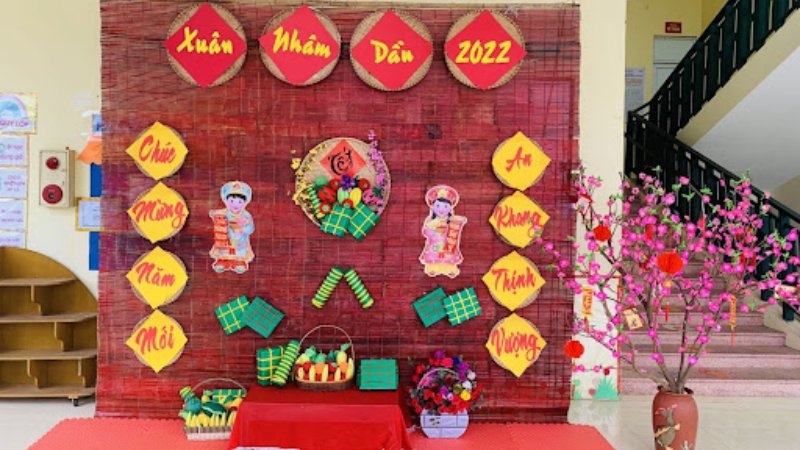 Lên background để trang trí lớp học ngày Tết