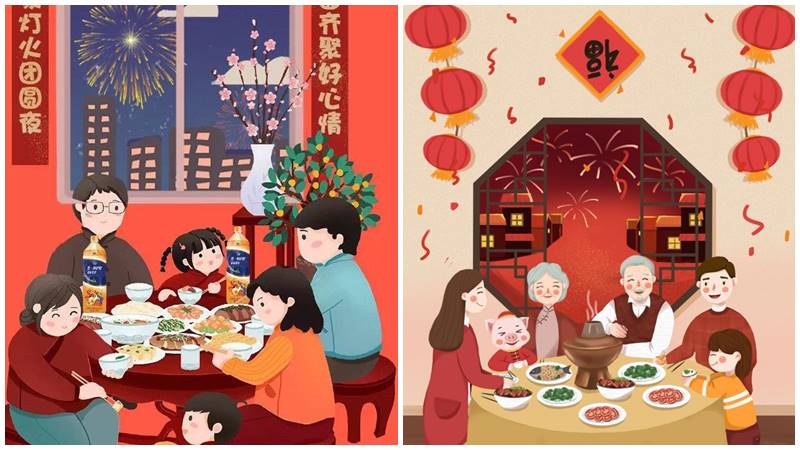 Cả gia đình quây quần bên mâm cơm Tết Cả gia đình quây quần bên mâm cơm Tết