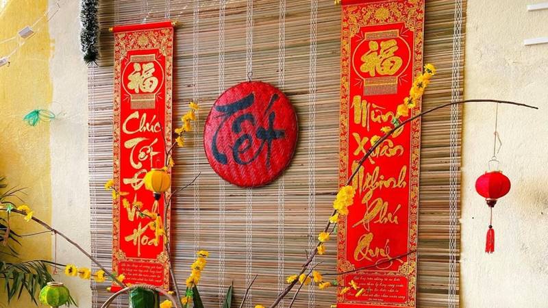 Trang trí Tết quán cafe với tre hoặc nứa