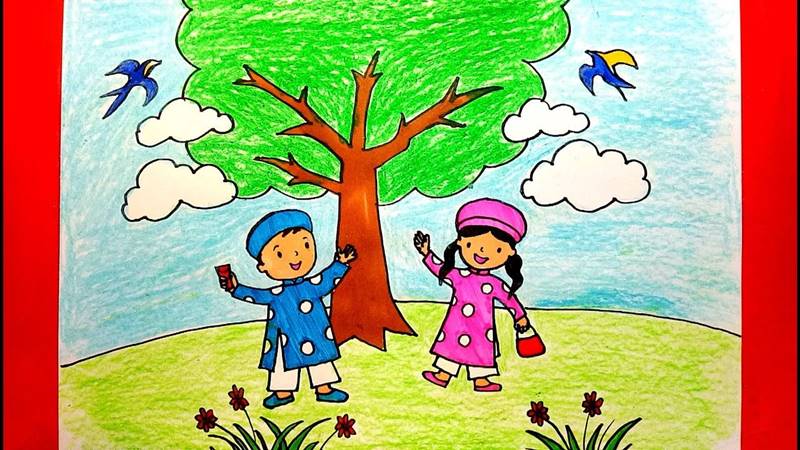 Vẽ tranh ngày Tết cute Vẽ tranh ngày Tết cute