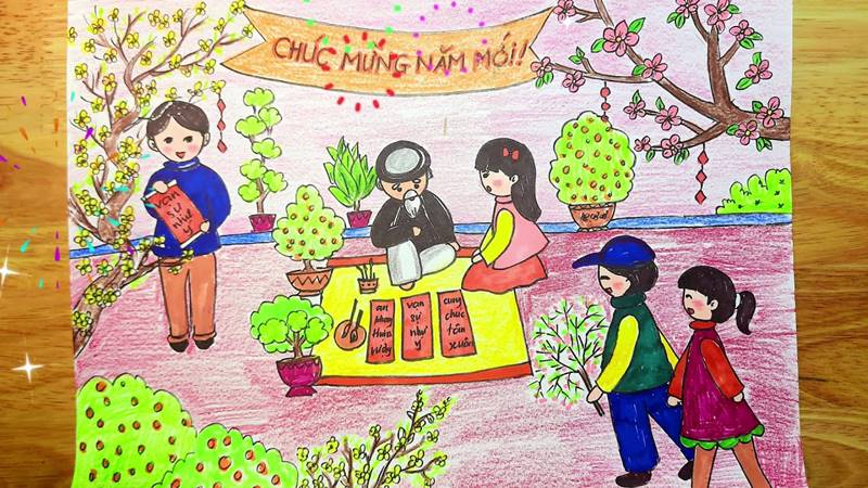 Vẽ tranh ngày Tết quê em Vẽ tranh ngày Tết quê em