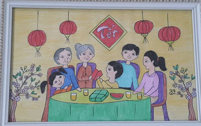 Hạnh phúc gói trọn trong những bức tranh gia đình ngày Tết Hạnh phúc gói trọn trong những bức tranh gia đình ngày Tết