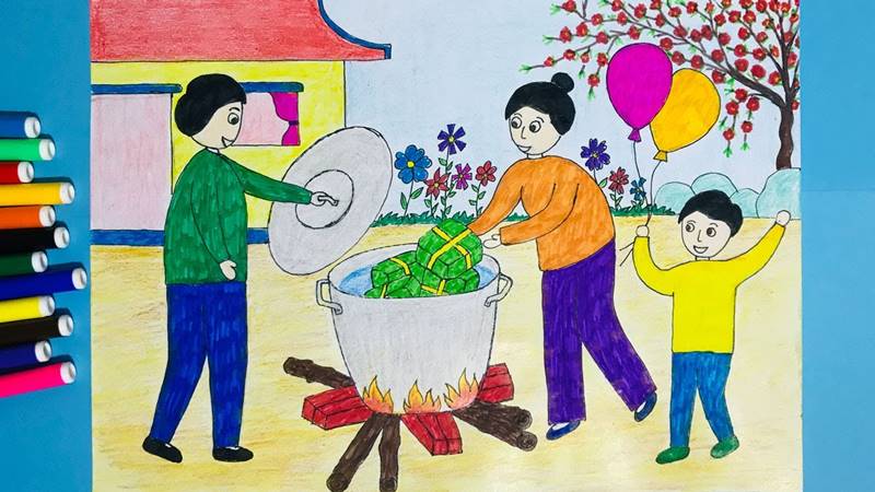 Vẽ tranh ngày Tết và mùa xuân Vẽ tranh ngày Tết và mùa xuân