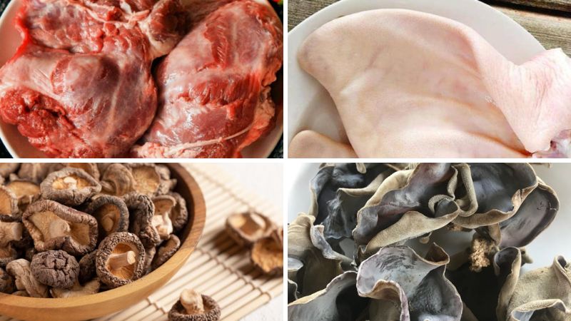 Nguyên liệu làm món thịt đông má đào