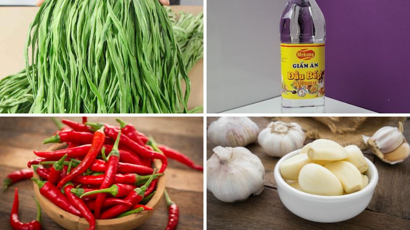 Nguyên liệu làm món rau tiến vua ngâm chua ngọt