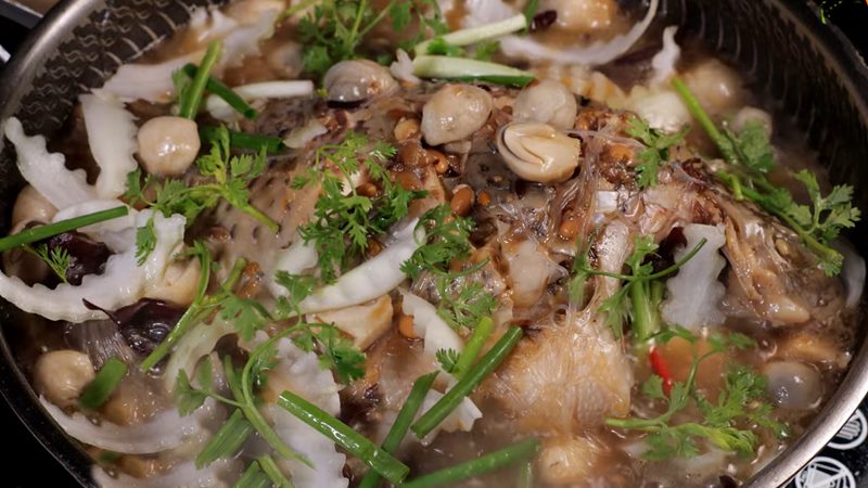 Thành phẩm món cá rô phi chưng tương