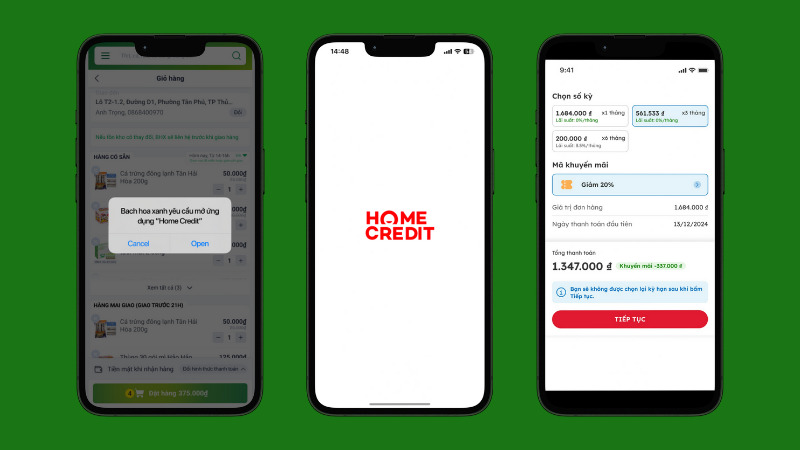 Khách hàng mở ứng dụng ví trả sau Home PayLater để thanh toán Khách hàng mở ứng dụng ví trả sau Home PayLater để thanh toán