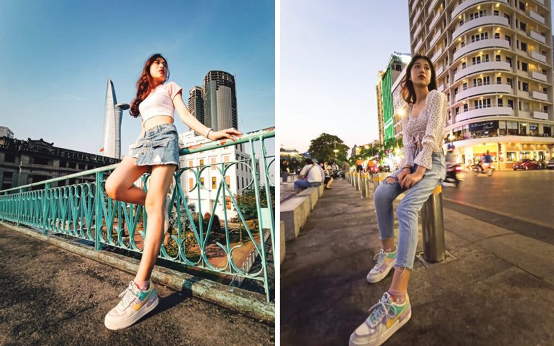 Chụp toàn thân và chọn góc chụp hất từ dưới lên