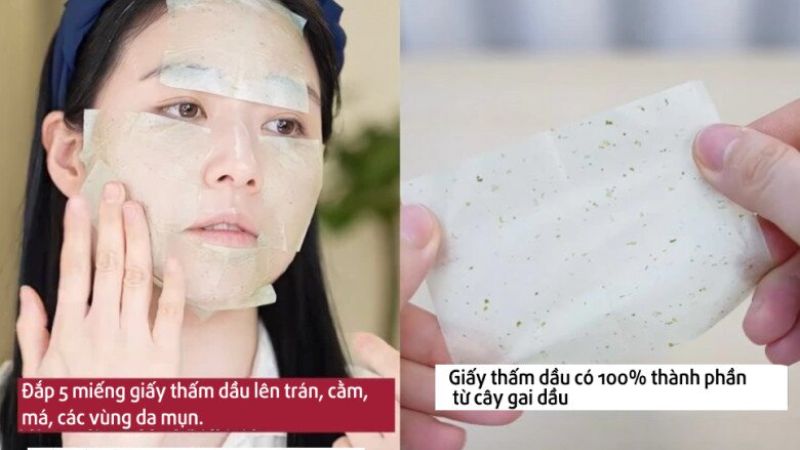 Đắp giấy thấm dầu lên trên lớp kem dưỡng ẩm Đắp giấy thấm dầu lên trên lớp kem dưỡng ẩm