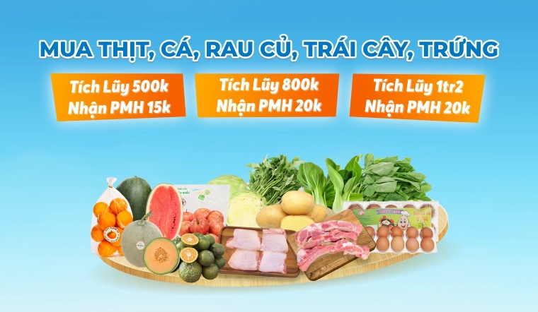 Tích lũy mua sắm Thực Phẩm Tươi Sống, nhận quà hấp dẫn tại Bách hóa XANH
