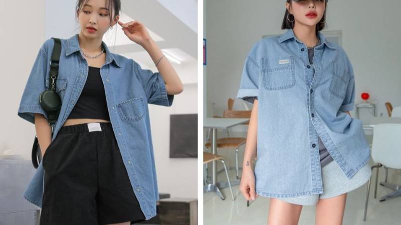 Áo sơ mi nữ denim sành điệu