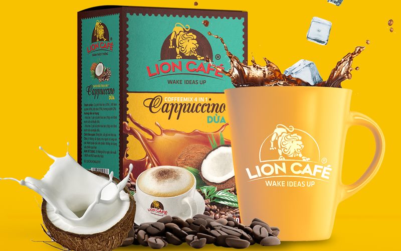 Cà phê hoà tan Lion 4in1 capuccino vị dừa