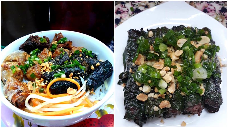 Bò lá lốt và bún thịt nướng của quán