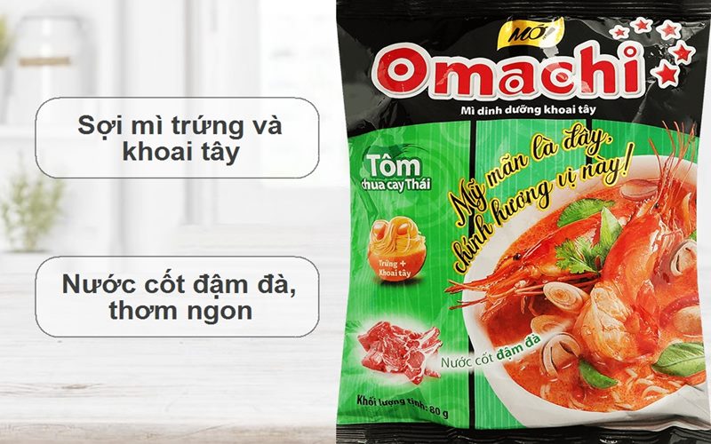 Mì khoai tây Omachi hương tôm chua cay