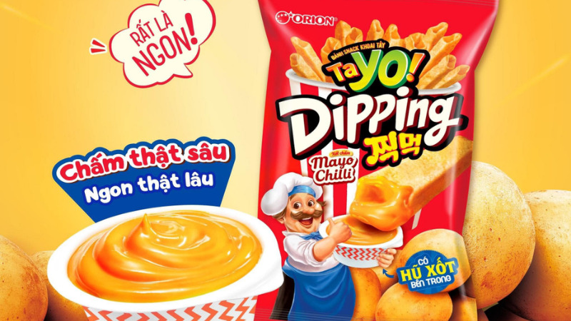 Snack khoai tây Tayo Dipping xốt chấm Mayo cay Orion có gì đặc biệt Snack khoai tây Tayo Dipping xốt chấm Mayo cay Orion có gì đặc biệt