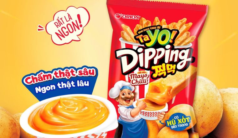 Giải tỏa căng thẳng với snack khoai tây Tayo Dipping xốt chấm Mayo cay Orion