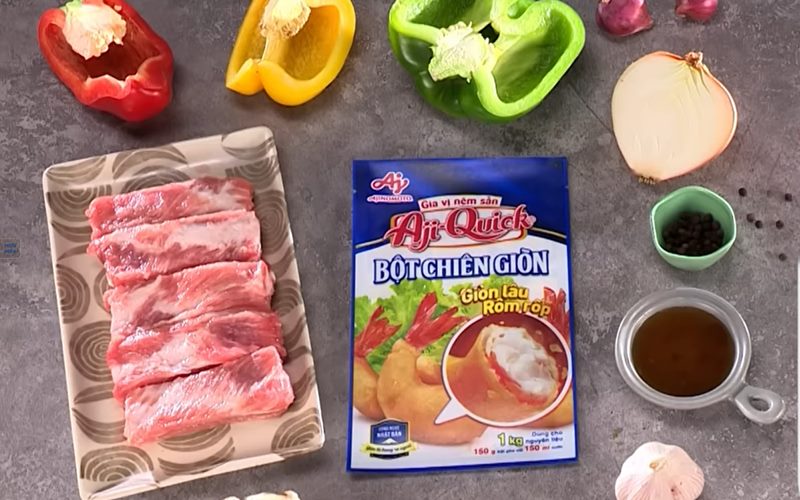 Nguyên liệu làm món sườn chiên xốt mận chua ngọt