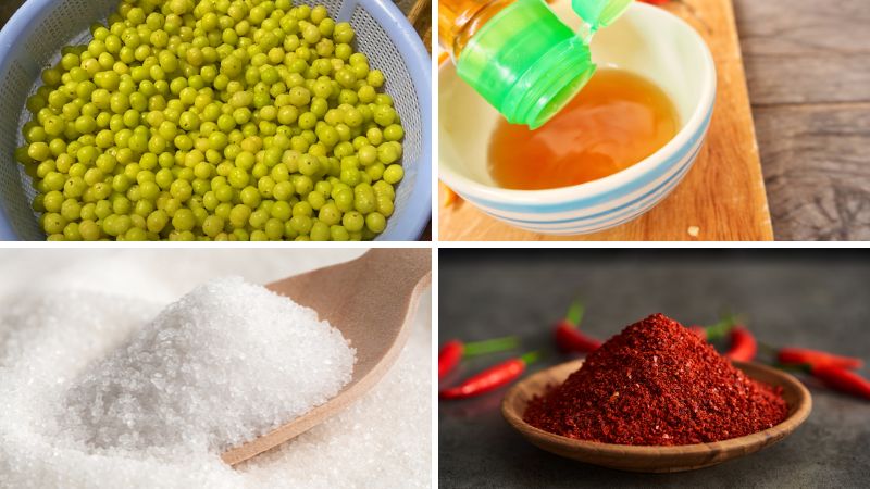 Nguyên liệu làm chùm ruột dầm mắm đường