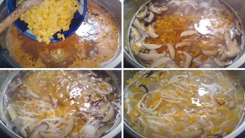 Nấu súp gà nấm hương