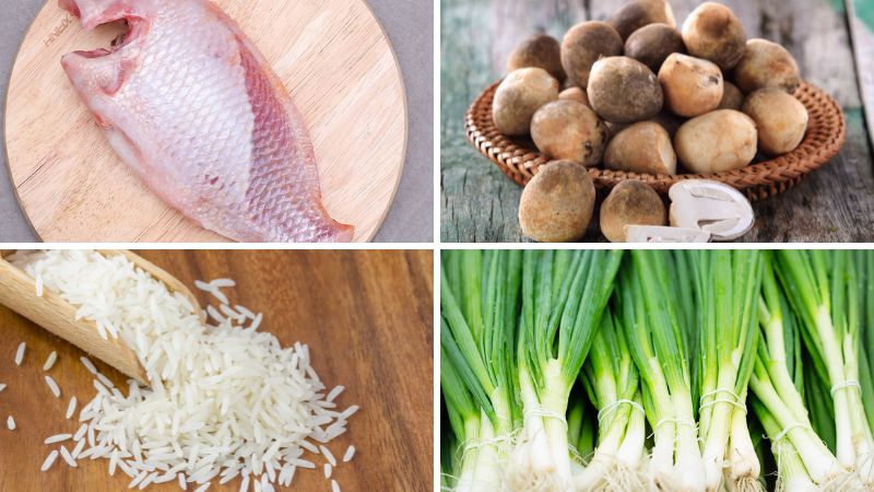 Nguyên liệu làm món cháo cá nấm rơm