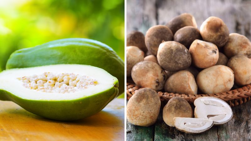 Nguyên liệu làm món canh đu đủ nấm rơm