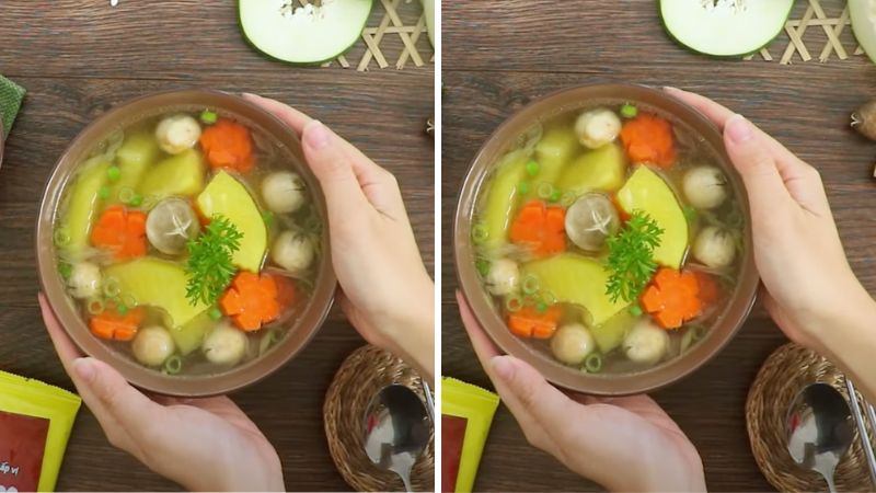 Thưởng thức canh đu đủ nấm rơm